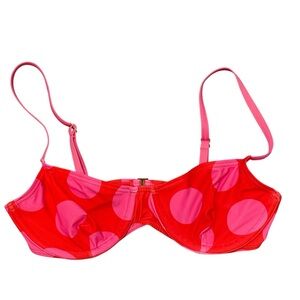 Kate Spade polka dot bikini top NWT size S red pink underwire swim top S1A355